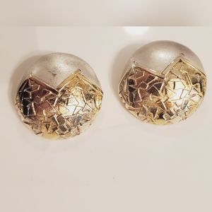 Karen Wentzel KW Vintage Earrings 925 Sterling Silver 2-Tone Modernist Design